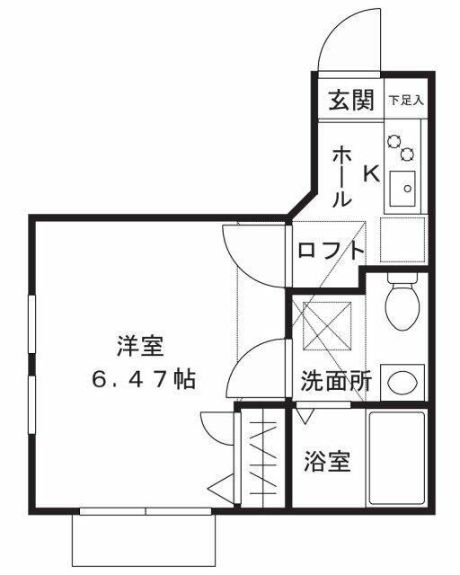 ランドヒルズ長津田(1K/1階)の間取り写真