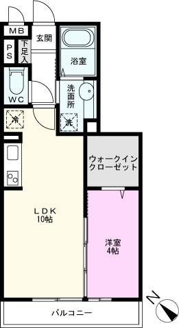 ロイヤルヒル越谷(1LDK/1階)の間取り写真