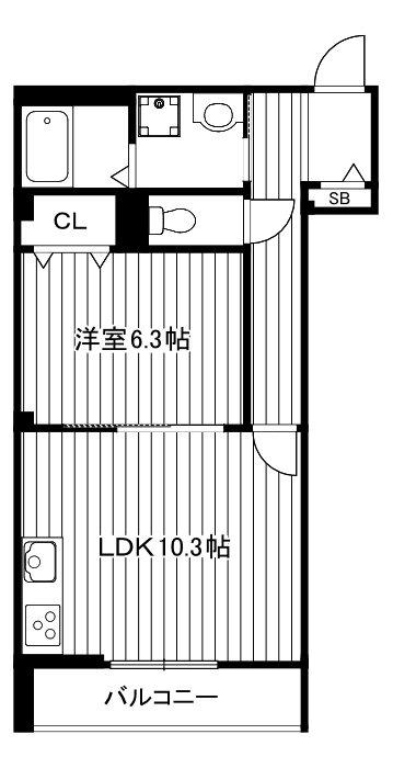 ストック羽沢(1LDK/1階)の間取り写真