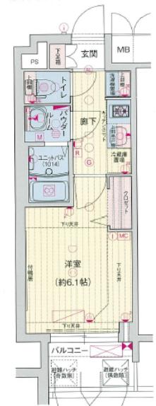 プレサンス広小路通葵(1K/7階)の間取り写真