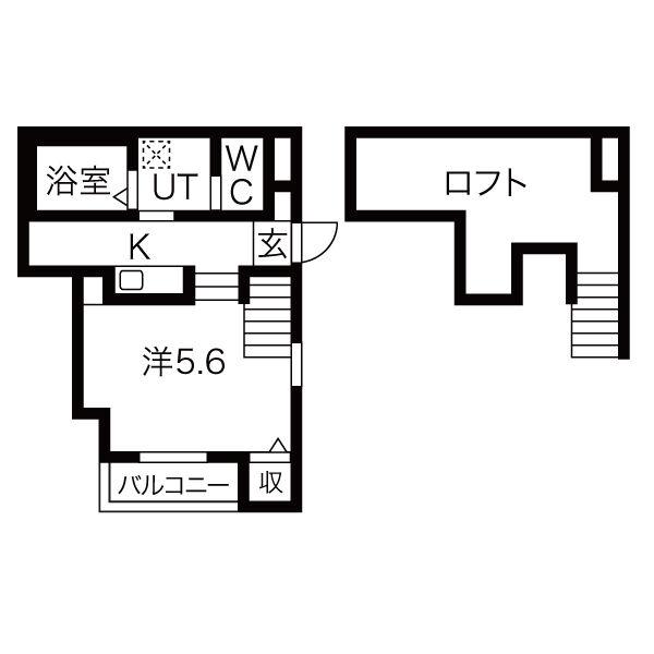 UNリヴィエール高松(1K/1階)の間取り写真
