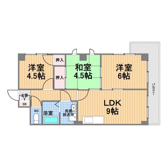 甲子園GH(3LDK/4階)の間取り写真