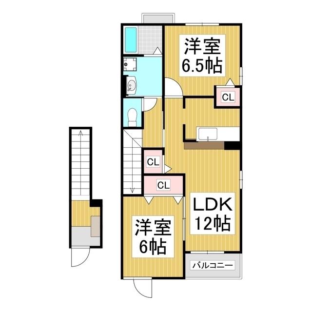 プラシード フォレスターB(2LDK/2階)の間取り写真