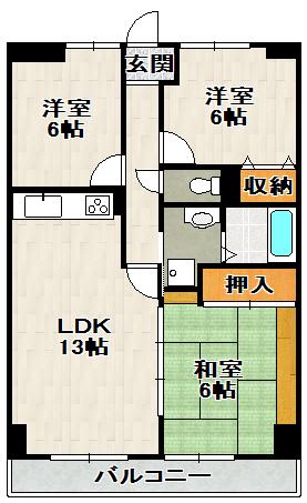 ハイネスコート(3LDK/3階)の間取り写真
