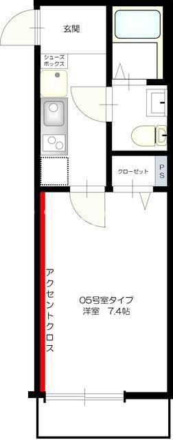 BABYLON船橋法典(1K/1階)の間取り写真