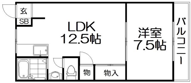 花園マンション(1LDK/3階)の間取り写真