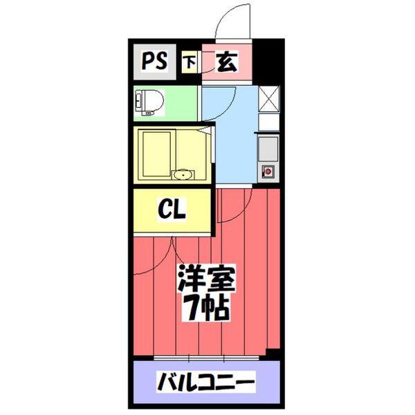 セントラルハイツ筒井(1K/4階)の間取り写真