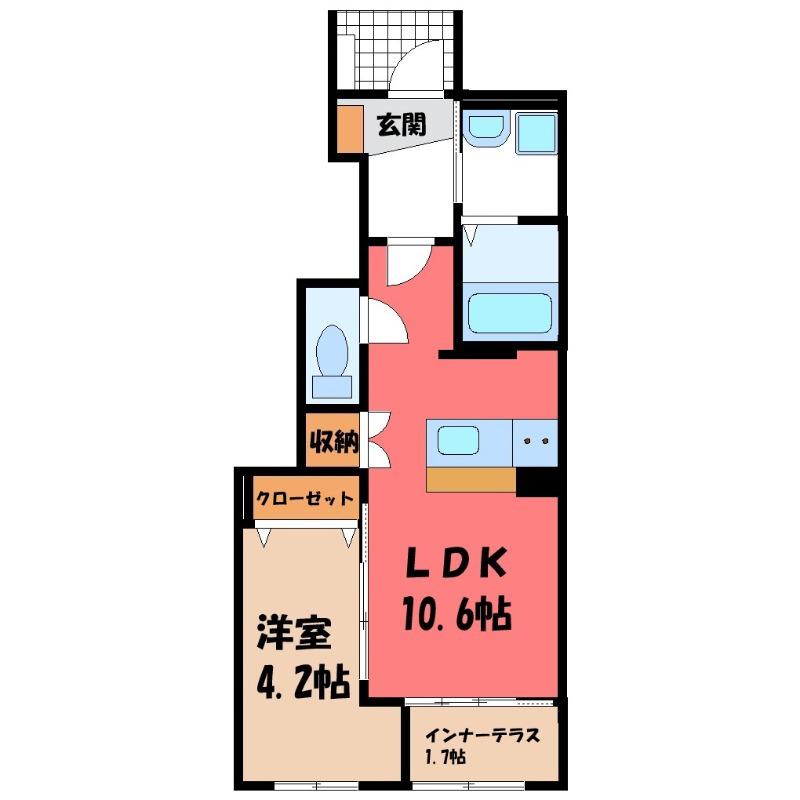 ルピナス A(1LDK/1階)の間取り写真