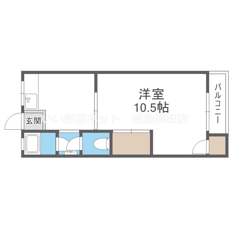 円山台ロイヤル(1K/2階)の間取り写真