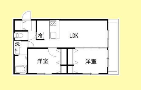 カルディア中央(2LDK/4階)の間取り写真