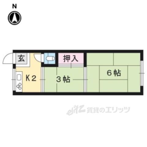 第2青山荘(2K/2階)の間取り写真