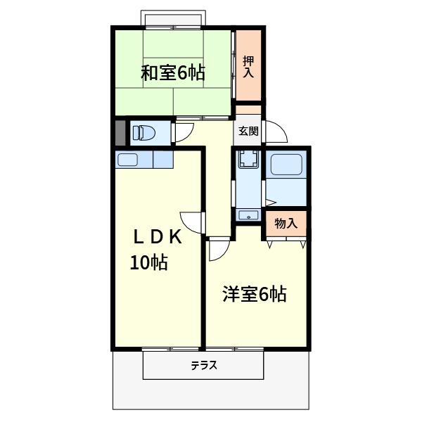 キャッスルサイド出丸(2LDK/1階)の間取り写真