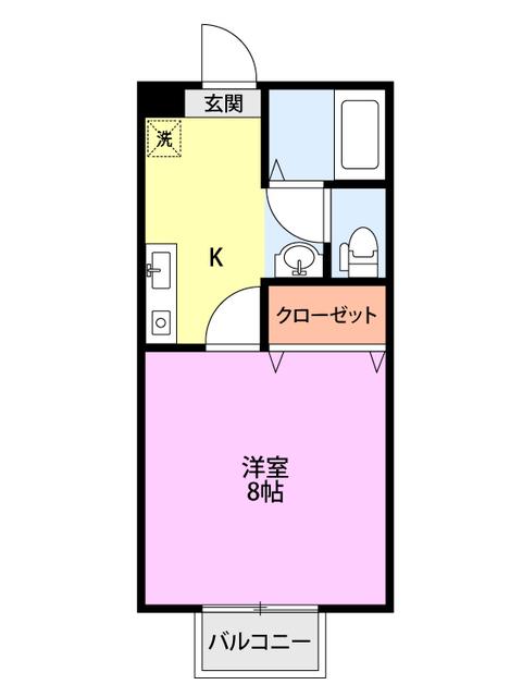 メゾンウイング(1K/2階)の間取り写真