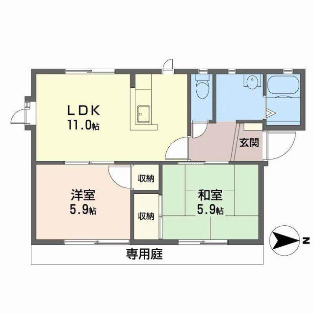 FRAGRANCE COMPLET(2LDK/1階)の間取り写真