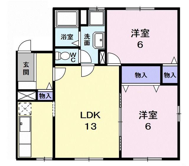 ドエルIII(2LDK/2階)の間取り写真