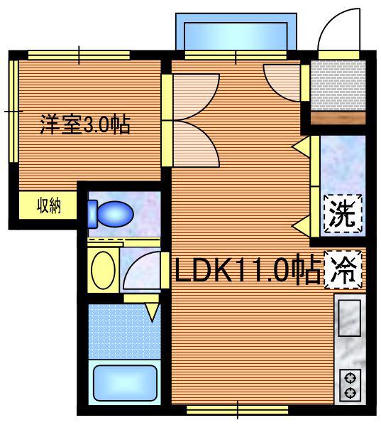 西武新宿線 東伏見駅 徒歩12分 2階建 築5年(1LDK/1階)の間取り写真