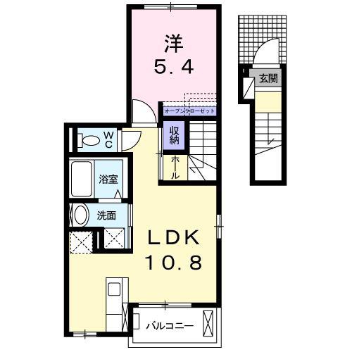 ジュネビーブII(1LDK/2階)の間取り写真