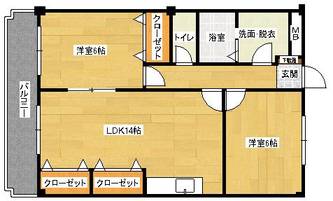 コンフォート22(2LDK/2階)の間取り写真