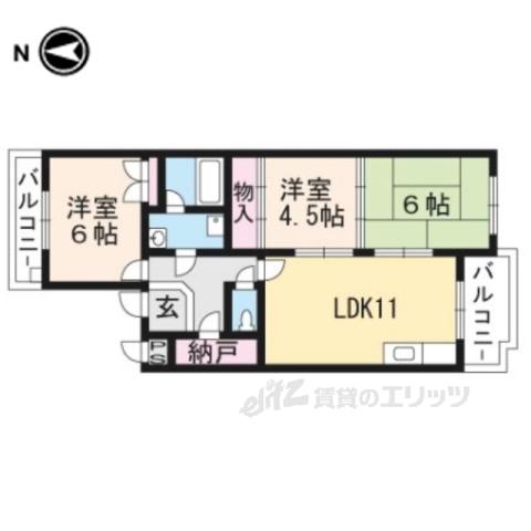スクエアメゾン並河B(3LDK/4階)の間取り写真
