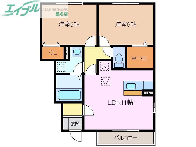 AIKA K(2LDK/1階)の間取り写真