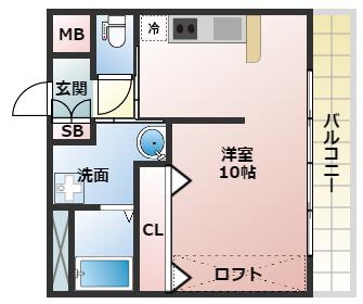 ベージョフロレスタ松崎町(ワンルーム/2階)の間取り写真