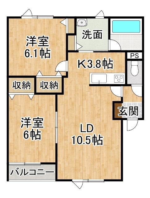 DELICIA(2LDK/2階)の間取り写真