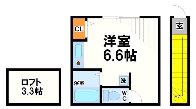 マティコートつつじヶ丘(1K/2階)の間取り写真