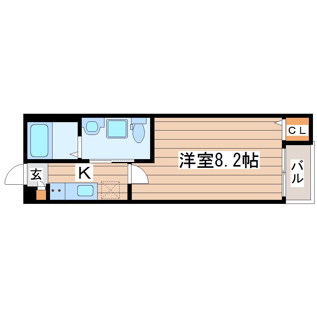 BRIX仙台長町(1K/2階)の間取り写真