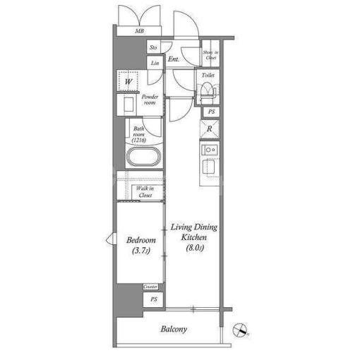 ACP RESIDENCE 浅草(1LDK/2階)の間取り写真