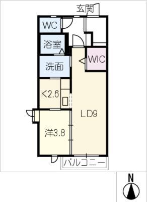 エアリーさくら(1LDK/2階)の間取り写真