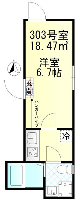 パサージュ武蔵小金井(1K/3階)の間取り写真
