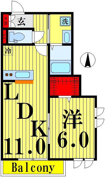 SOLANA(1LDK/3階)の間取り写真