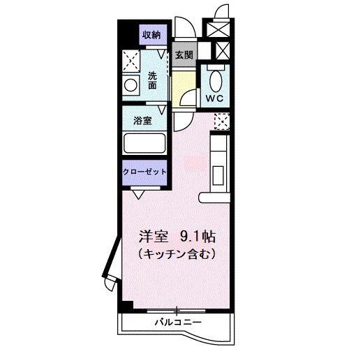 レジデンス東(ワンルーム/3階)の間取り写真