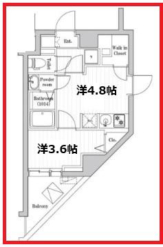 エスピーコート亀有(1DK/4階)の間取り写真