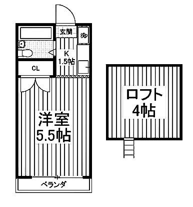 BCASAひばりヶ丘IIRE-BORN(1K/1階)の間取り写真