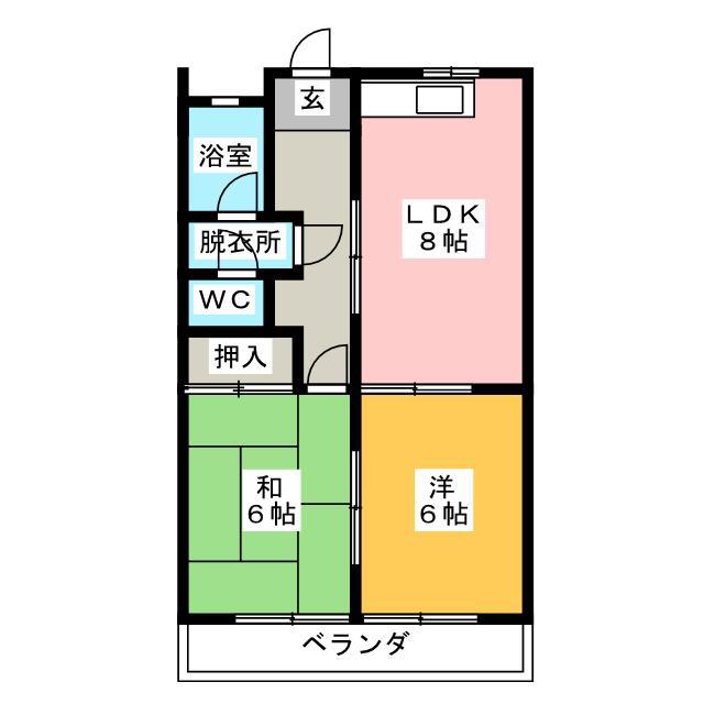 ロワメゾンのぞみ(2DK/2階)の間取り写真
