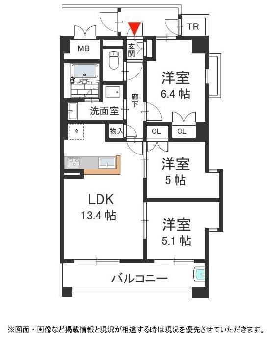 ルナソレイユ緑地公園(3LDK/1階)の間取り写真