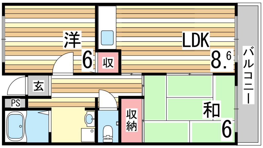 アイマンション長尾町(2LDK/3階)の間取り写真