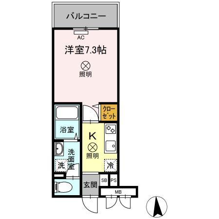 グレイス厚生町(1K/2階)の間取り写真
