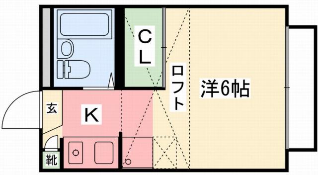ブランミュゼ甲子園(ワンルーム/1階)の間取り写真
