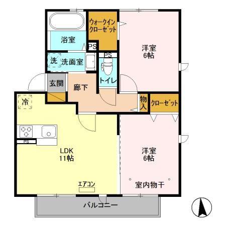 オアシスタナカ(2LDK/1階)の間取り写真