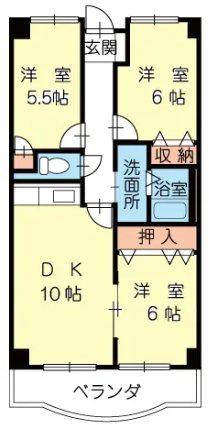 ラ・トゥールTOWA(3DK/1階)の間取り写真