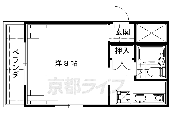 深草グリーンハウス(1K/3階)の間取り写真
