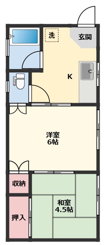 本町ドエル(2K/1階)の間取り写真