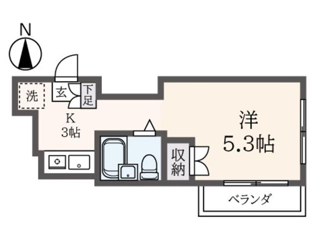 URBAN KASUYA(1K/1階)の間取り写真