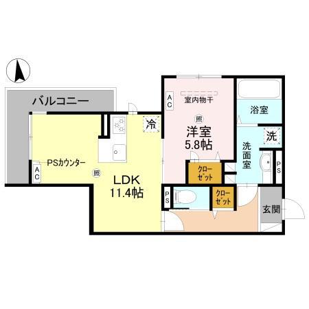 LE COEUR北島(1LDK/2階)の間取り写真