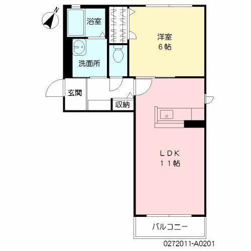 ウィスティリア神岳 A棟(1LDK/1階)の間取り写真