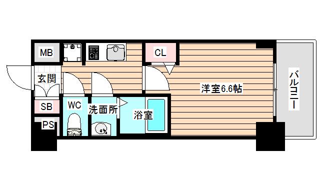 プレサンス福島ミッドエル(1K/4階)の間取り写真
