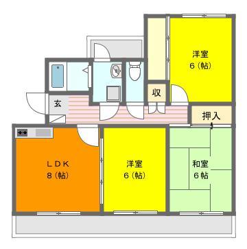 ハイツシャルマン(3DK/4階)の間取り写真