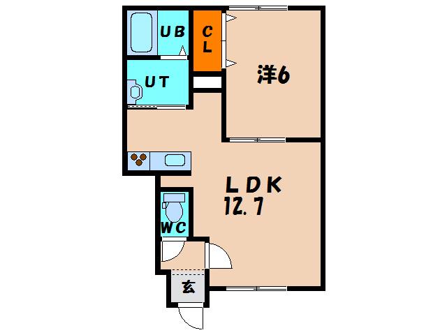 RIAANリアン(1LDK/1階)の間取り写真